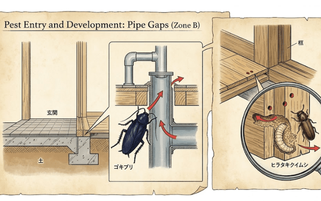 【内部発生】配管・水回り：ゴキブリ・キクイムシの温床