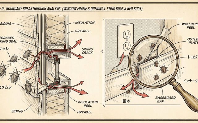 【境界突破】外壁・窓周り：カメムシ・トコジラミの潜伏