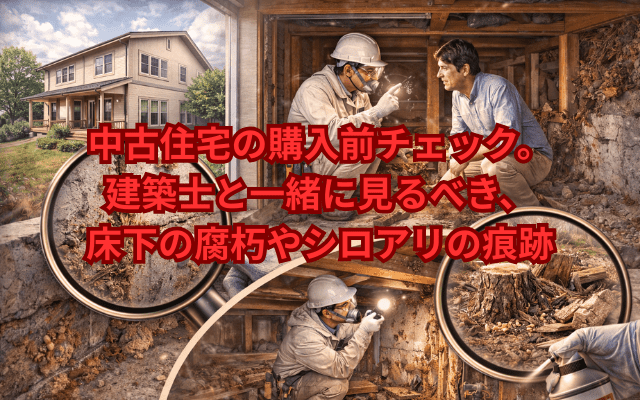 中古住宅の購入前チェック。建築士と一緒に見るべき、床下の腐朽やシロアリの痕跡